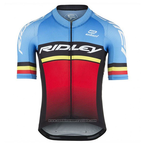 2017 Maillot Cyclisme Ridley Rincon Bleu et Noir Manches Courtes et Cuissard