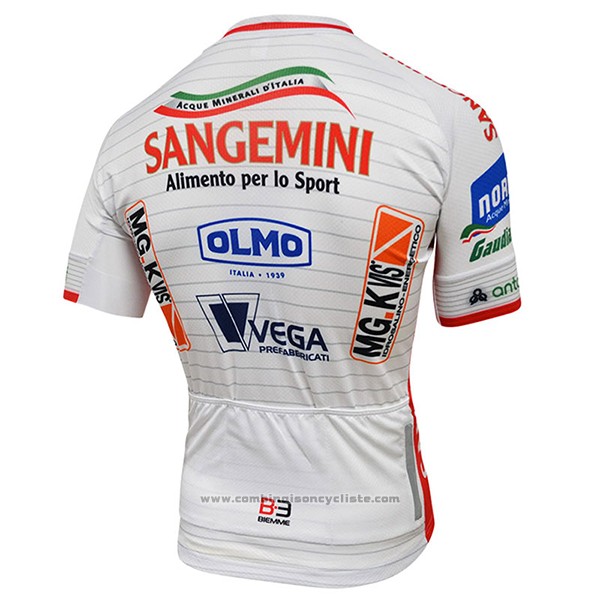 2017 Maillot Cyclisme Sangemini Blanc et Orange Manches Courtes et Cuissard