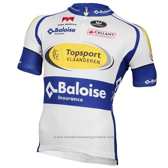 2017 Maillot Cyclisme Sport Vlaanderen Baloise Blanc et Jaune Manches Courtes et Cuissard