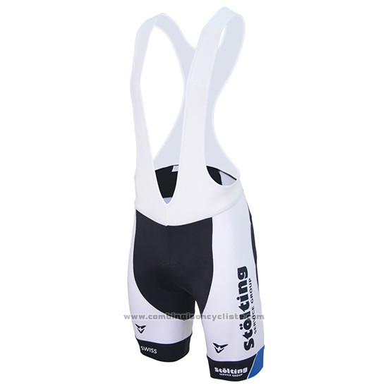 2017 Maillot Cyclisme Stolting Blanc et Bleu Manches Courtes et Cuissard