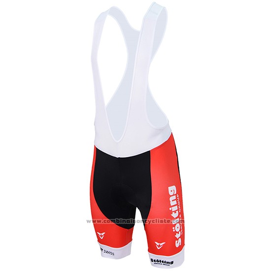 2017 Maillot Cyclisme Stolting Blanc et Rouge Manches Courtes et Cuissard