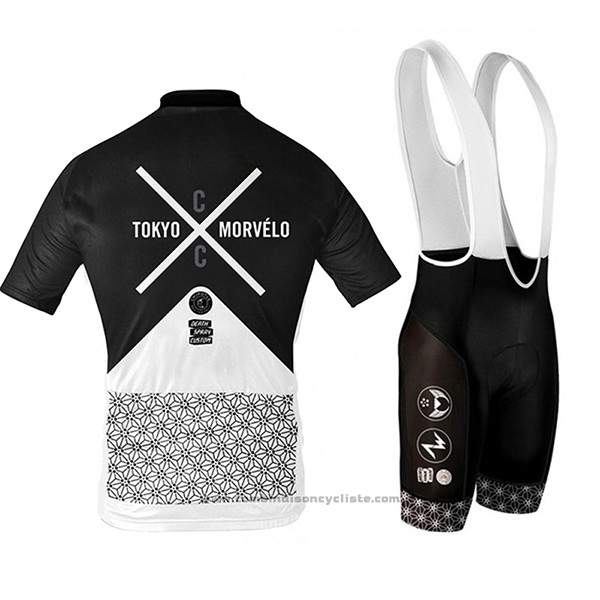 2017 Maillot Cyclisme Tokyo X Morvelo Blanc et Noir Manches Courtes et Cuissard
