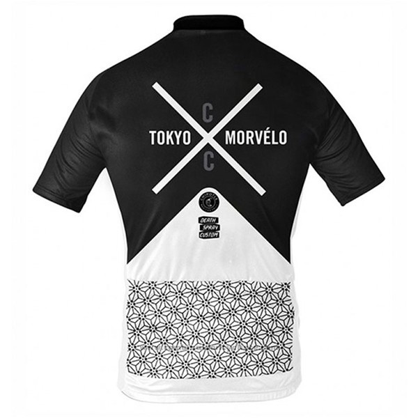 2017 Maillot Cyclisme Tokyo X Morvelo Blanc et Noir Manches Courtes et Cuissard