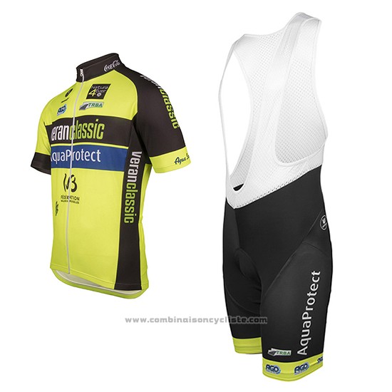 2017 Maillot Cyclisme Wb Verlanclassics Aquality Project Vert et Noir Manches Courtes et Cuissard