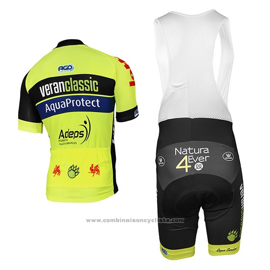 2017 Maillot Cyclisme Wb Verlanclassics Aquality Project Vert et Noir Manches Courtes et Cuissard
