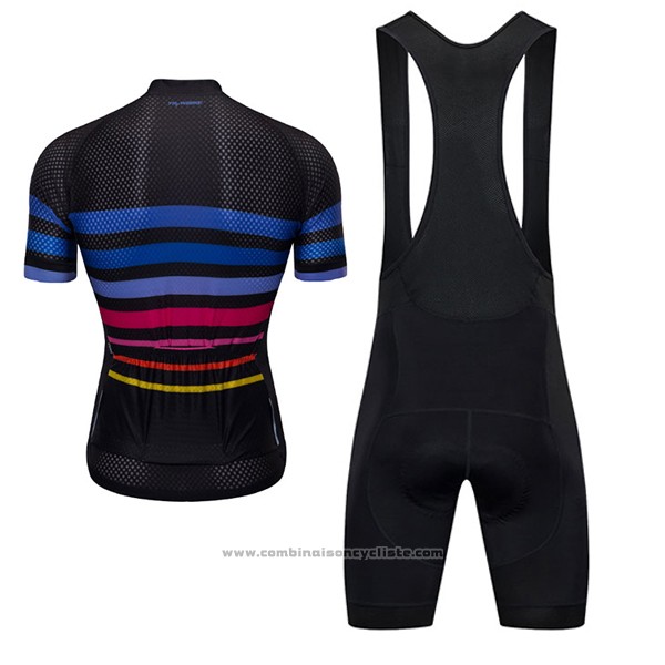 2017 Maillot Cyclisme Ykywbike Aa09 Adh09 Noir et Bleu Manches Courtes et Cuissard