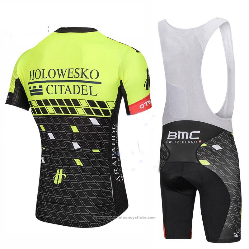 2018 Maillot Cyclisme Holowesko Citadel Vert et Noir Manches Courtes et Cuissard