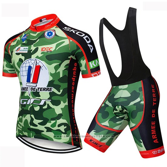 2019 Maillot Cyclisme Armee De Terre Camouflage Manches Courtes et Cuissard