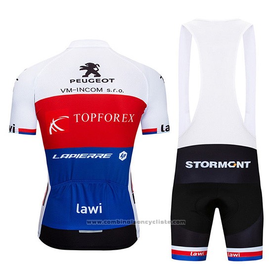 2019 Maillot Cyclisme Elkov Elektro Blanc Rouge Bleu Manches Courtes et Cuissard