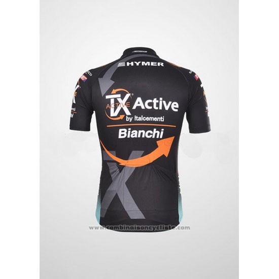 2012 Maillot Cyclisme Bianchi Noir et Orange Manches Courtes et Cuissard