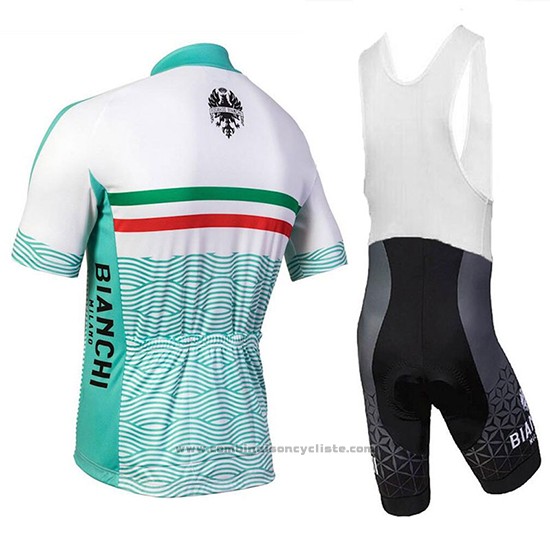 2018 Maillot Cyclisme Bianchi Attone Blanc et Vert Manches Courtes et Cuissard