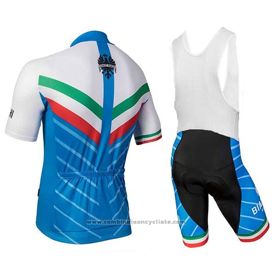 2018 Maillot Cyclisme Bianchi Tiera Blanc et Bleu Manches Courtes et Cuissard