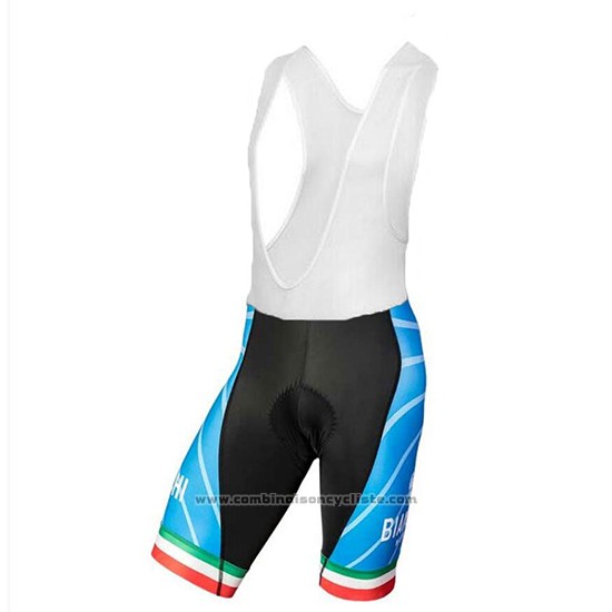2018 Maillot Cyclisme Bianchi Tiera Blanc et Bleu Manches Courtes et Cuissard
