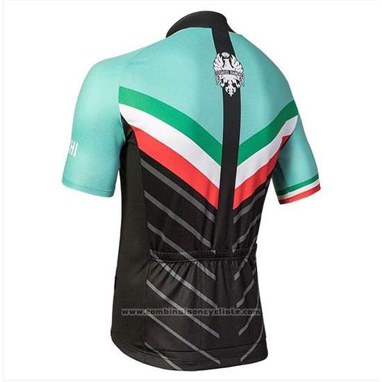 2018 Maillot Cyclisme Bianchi Tiera Lumiere Vert et Noir Manches Courtes et Cuissard