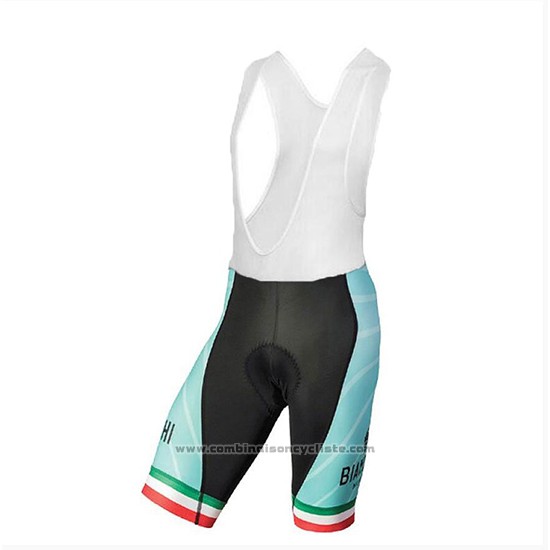 2018 Maillot Cyclisme Bianchi Tiera Lumiere Vert et Noir Manches Courtes et Cuissard