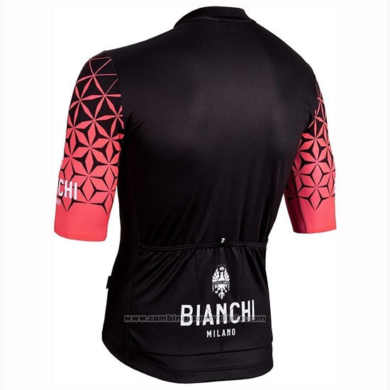 2019 Maillot Cyclisme Bianchi Milano Conca Noir Rouge Manches Courtes et Cuissard