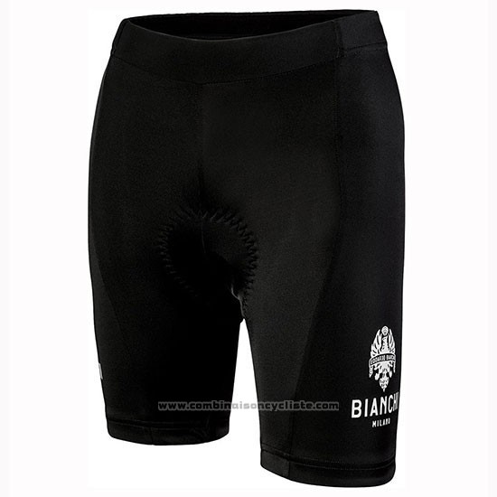 2019 Maillot Cyclisme Femme Bianchi Dot Noir Vert Manches Courtes et Cuissard