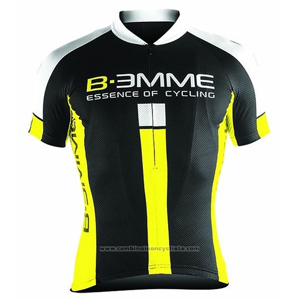 2017 Maillot Cyclisme Biemme Identity Noir et Jaune Manches Courtes et Cuissard