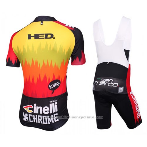 2016 Maillot Cyclisme Cinelli Chrome Rouge et Noir Manches Courtes et Cuissard