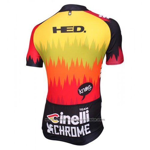 2016 Maillot Cyclisme Cinelli Chrome Rouge et Noir Manches Courtes et Cuissard
