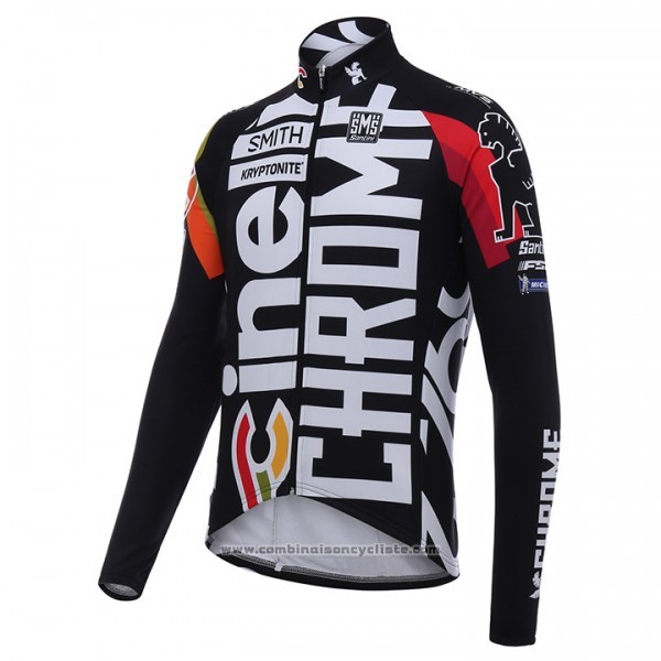 2017 Maillot Cyclisme Cinelli Chrome Noir et Blanc Manches Longues et Cuissard