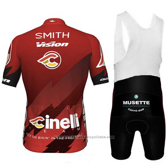 2018 Maillot Cyclisme Cinelli Chrome Fonce et Rouge Manches Courtes et Cuissard