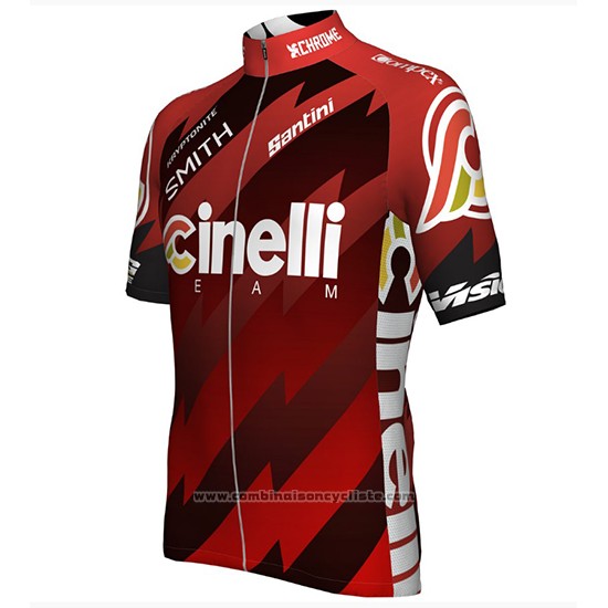 2018 Maillot Cyclisme Cinelli Chrome Fonce et Rouge Manches Courtes et Cuissard