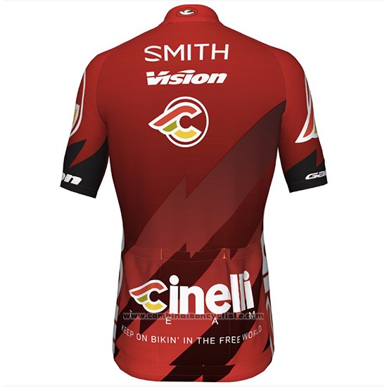 2018 Maillot Cyclisme Cinelli Chrome Fonce et Rouge Manches Courtes et Cuissard