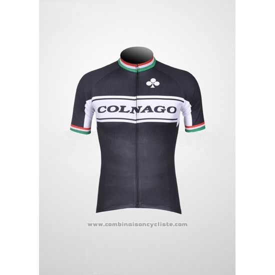 2011 Maillot Cyclisme Colnago Blanc et Noir Manches Courtes et Cuissard