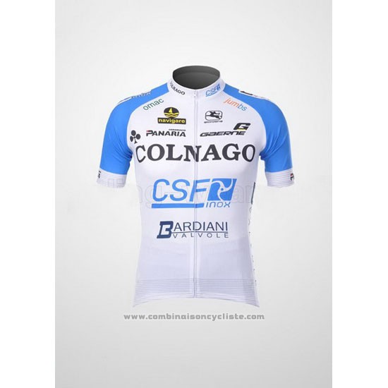 2012 Maillot Cyclisme Colnago Azur et Blanc Manches Courtes et Cuissard