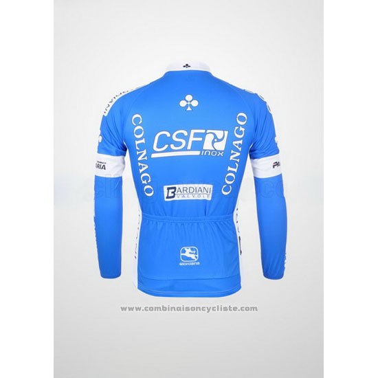 2012 Maillot Cyclisme Colnago Azur et Blanc Manches Longues et Cuissard