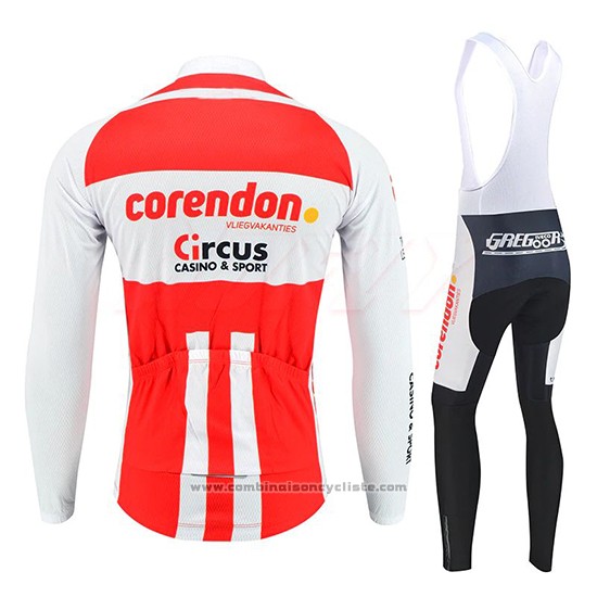 2019 Maillot Cyclisme Corendon Circus Blanc Rouge Manches Longues et Cuissard