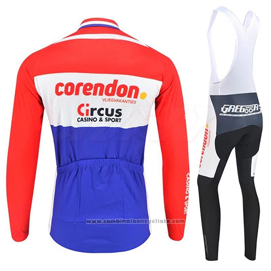 2019 Maillot Cyclisme Corendon Circus Rouge Blanc Azul Manches Longues et Cuissard