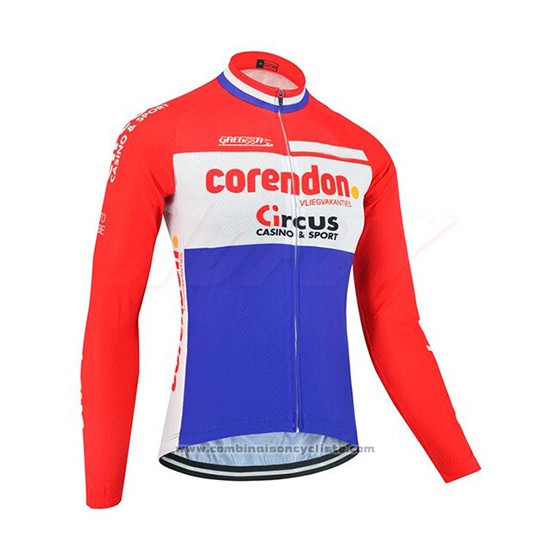 2019 Maillot Cyclisme Corendon Circus Rouge Blanc Azul Manches Longues et Cuissard