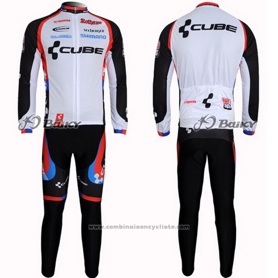 2011 Maillot Cyclisme Cube Noir et Blanc Manches Longues et Cuissard