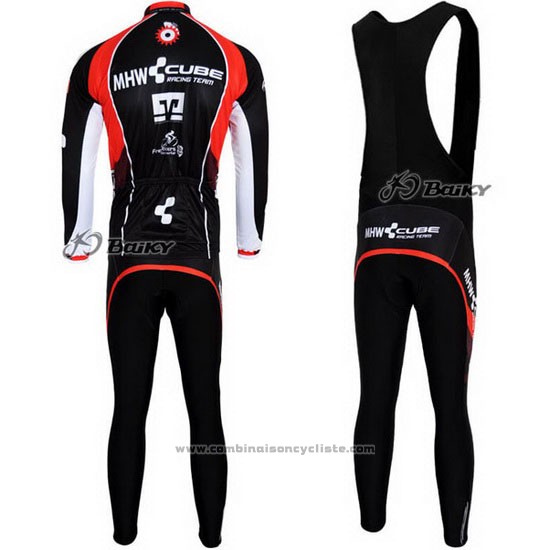 2012 Maillot Cyclisme Cube Noir et Rouge Manches Longues et Cuissard