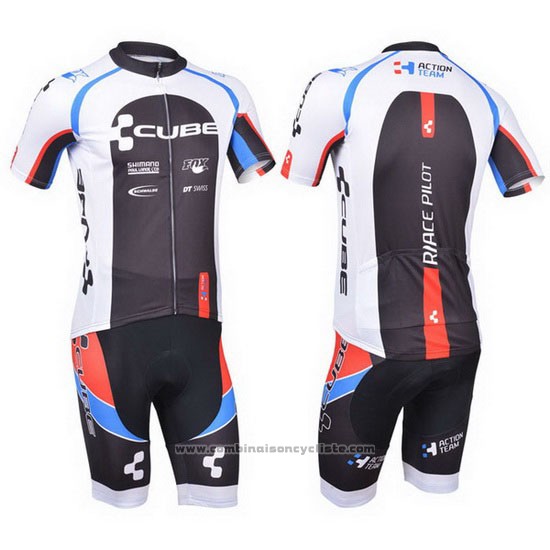 2013 Maillot Cyclisme Cube Noir et Blanc Manches Courtes et Cuissard