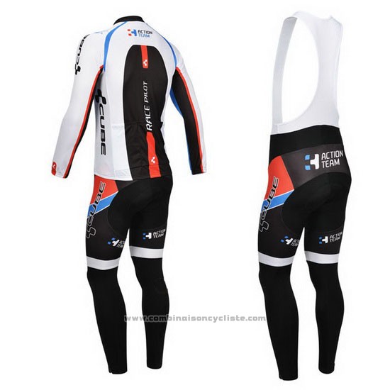 2013 Maillot Cyclisme Cube Noir et Blanc Manches Longues et Cuissard