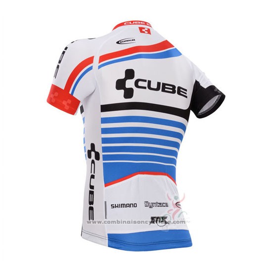 2014 Maillot Cyclisme Cube Bleu et Blanc Manches Courtes et Cuissard