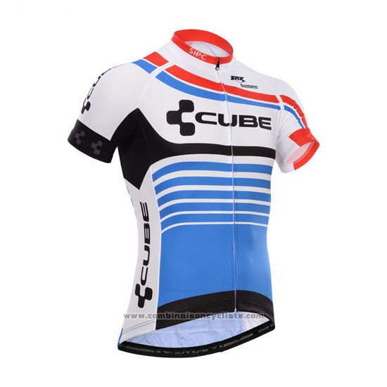 2014 Maillot Cyclisme Cube Bleu et Blanc Manches Courtes et Cuissard