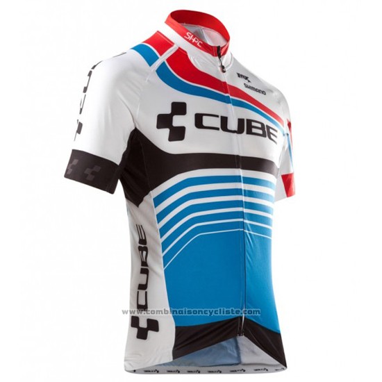 2016 Maillot Cyclisme Cube Bleu et Blanc Manches Courtes et Cuissard