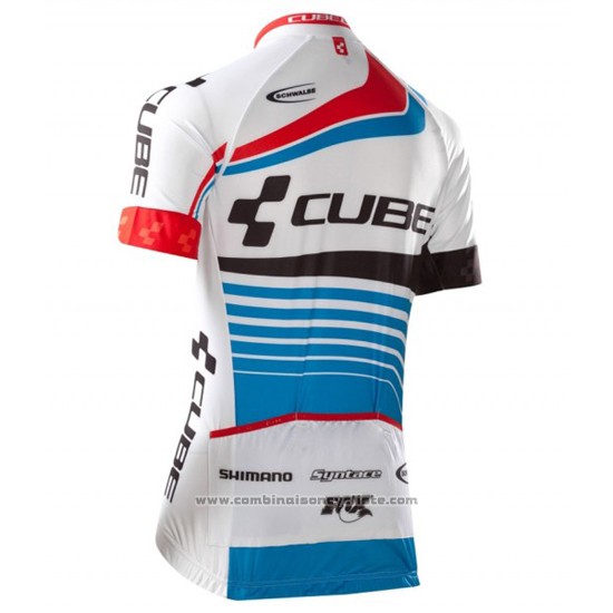 2016 Maillot Cyclisme Cube Bleu et Blanc Manches Courtes et Cuissard