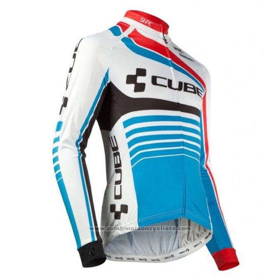 2016 Maillot Cyclisme Cube Bleu et Blanc Manches Longues et Cuissard