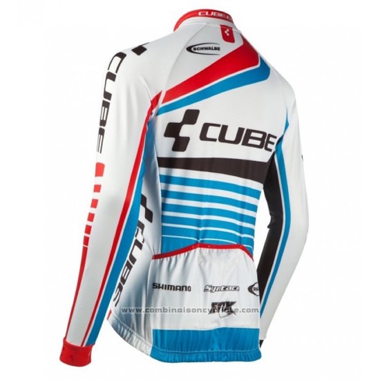 2016 Maillot Cyclisme Cube Bleu et Blanc Manches Longues et Cuissard