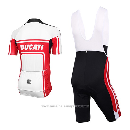 2016 Maillot Cyclisme Ducati Blanc et Rouge Manches Courtes et Cuissard