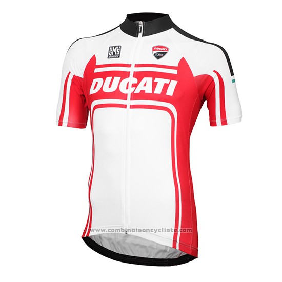 2016 Maillot Cyclisme Ducati Blanc et Rouge Manches Courtes et Cuissard