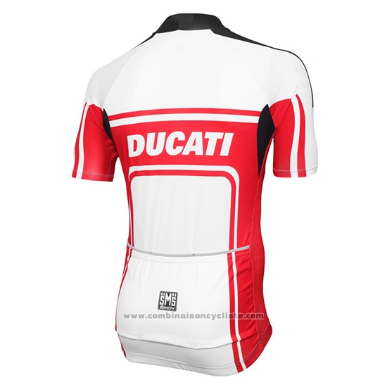 2016 Maillot Cyclisme Ducati Blanc et Rouge Manches Courtes et Cuissard