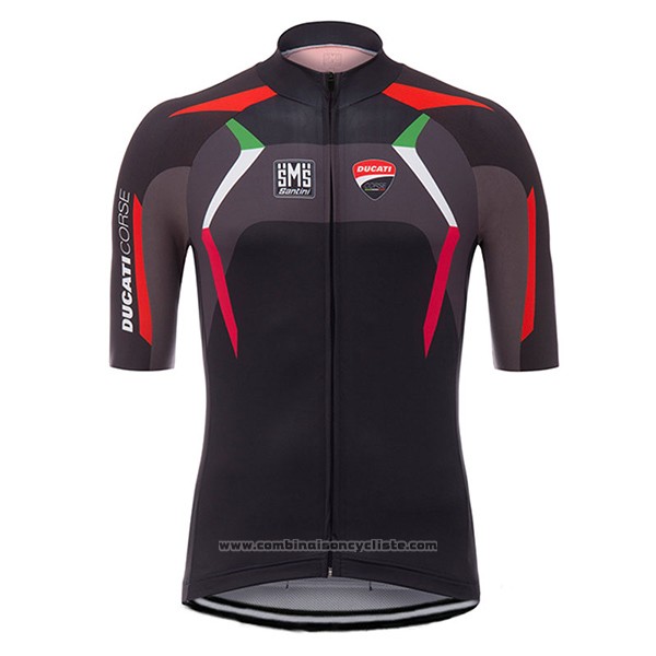 2017 Maillot Cyclisme Ducati Corse Noir Manches Courtes et Cuissard