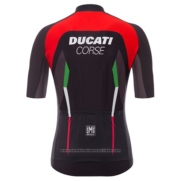 2017 Maillot Cyclisme Ducati Corse Noir Manches Courtes et Cuissard