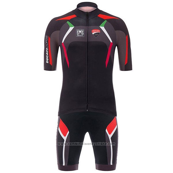 2017 Maillot Cyclisme Ducati Corse Noir Manches Courtes et Cuissard